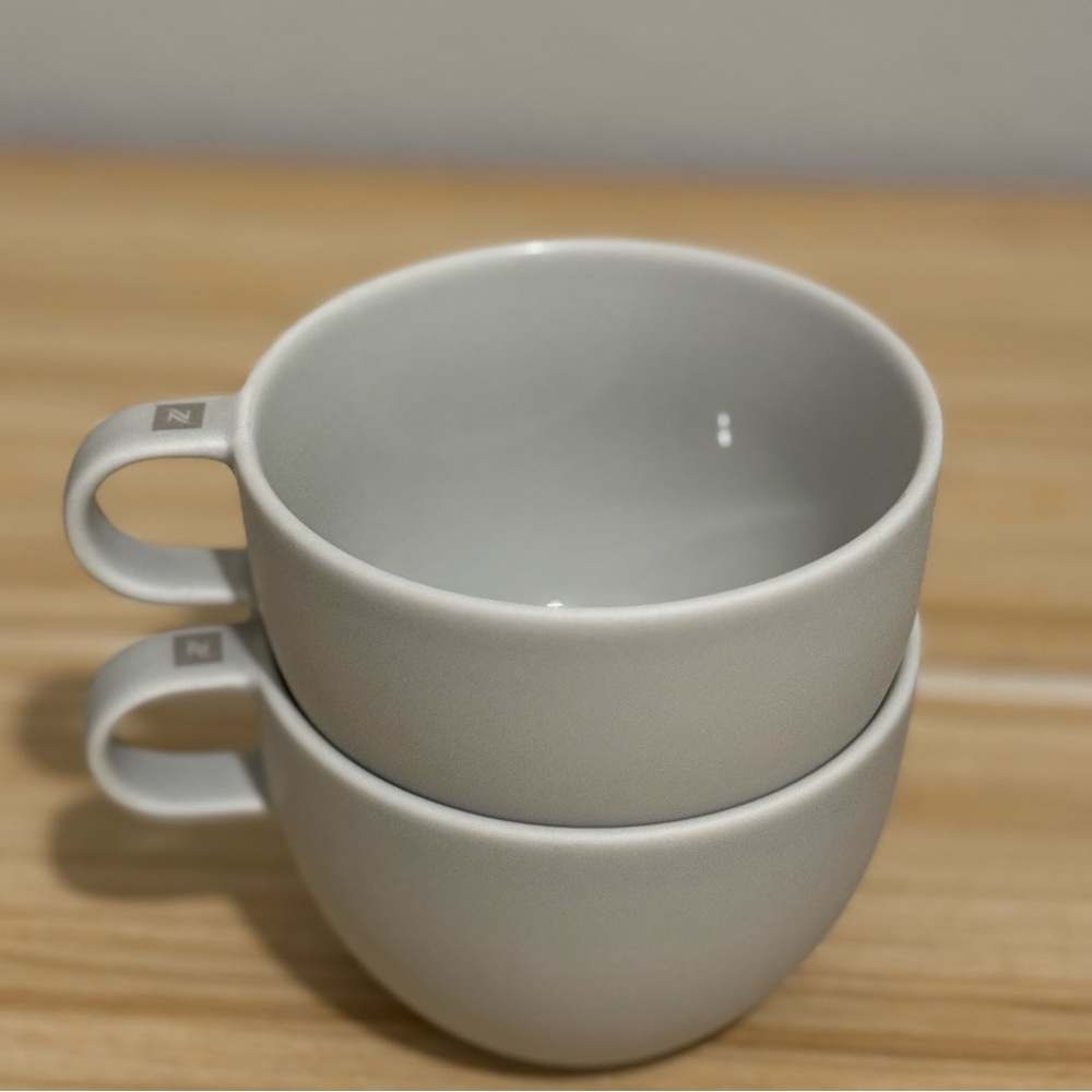 SET OF 2 Big game For Nespresso BARISTA Large Cappuccino Cups D2528 matte Gray